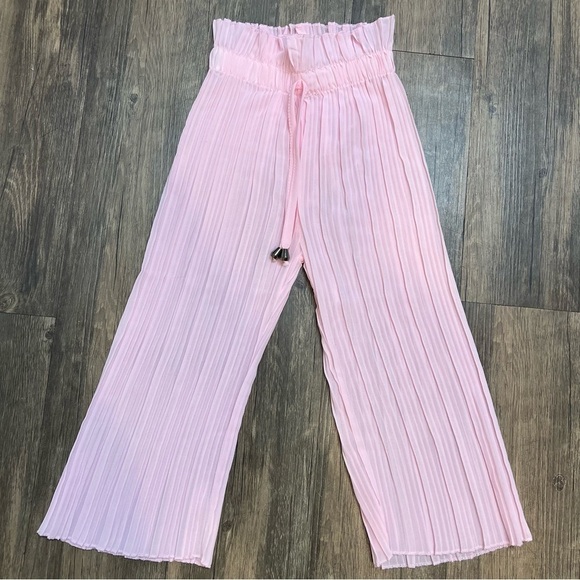 Girls Pleated Wide Leg Pink Pant Size 3 -4 - Picture 6 of 9